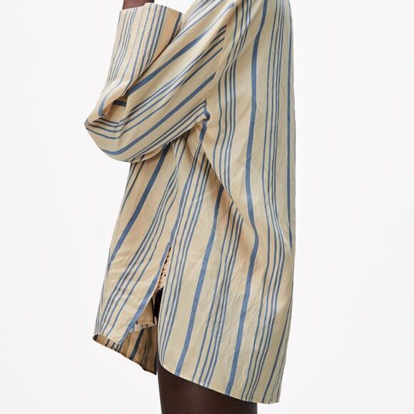 ZARA Striped Flowy Shirt Blouse Viscose - Picture 7 of 7